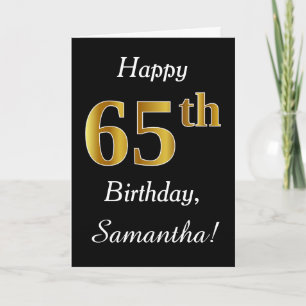 Simple Faux Gold 65th Birthday + Tarjeta de nombre