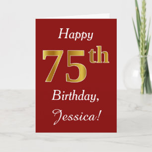 Simple Faux Gold 75th Birthday + Tarjeta de nombre