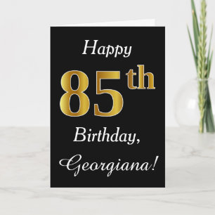 Simple Faux Gold 85th Birthday + Tarjeta de nombre