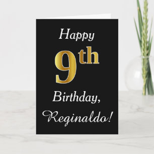 Simple Faux Gold 9Cumpleaños + Tarjeta de nombre p