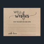 Simple Faux Kraft Calligraphy Tarjetas de Buena Vo<br><div class="desc">Estas simples tarjetas de buenos deseos de kraft son la actividad perfecta para una boda rústica o una ducha de novia. El diseño minimalista presenta un elegante guión de broche y un bonito corazón femenino sobre un falso fondo kraft. Personaliza estas tarjetas con el nombre de la novia y el...</div>