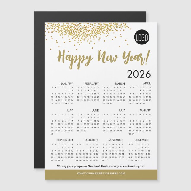 Simple Feliz Año Nuevo 2026 Tu logotipo (Anverso/Reverso)