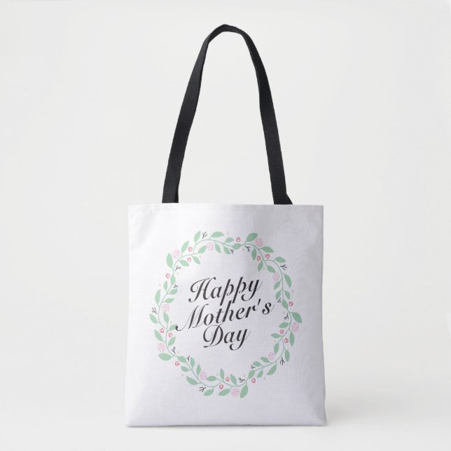 Simple feliz día de la madre: bolsa de tote con fl (Anverso)