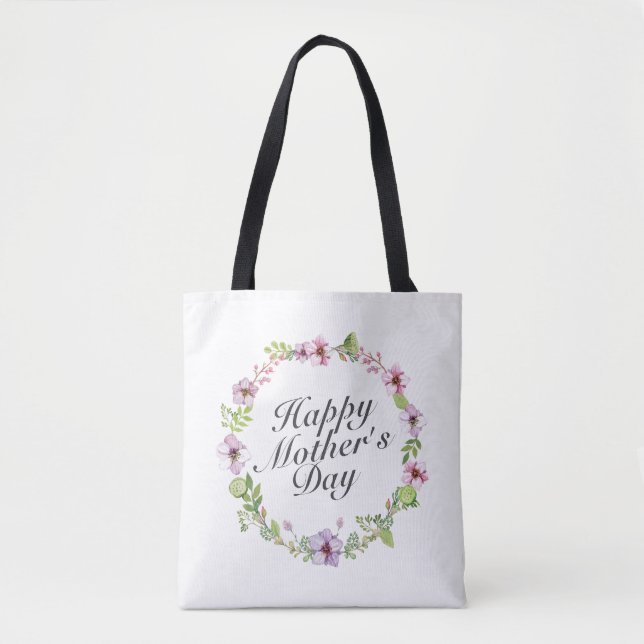 Simple feliz día de la madre: bolsa de tote con fl (Anverso)