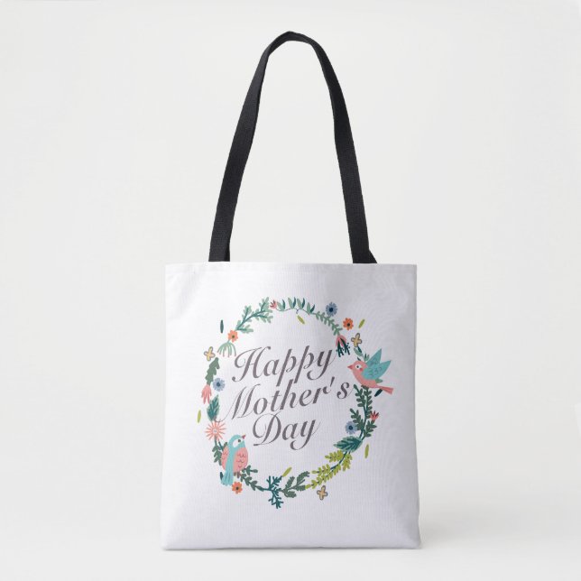 Simple feliz día de la madre: bolsa de tote con fl (Anverso)