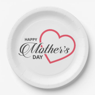 Simple feliz día de la madre Plato de papel