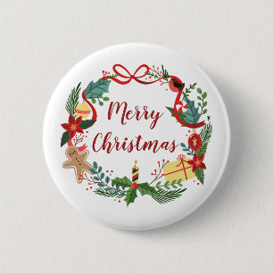 Simple Feliz Navidad  Botón Pin