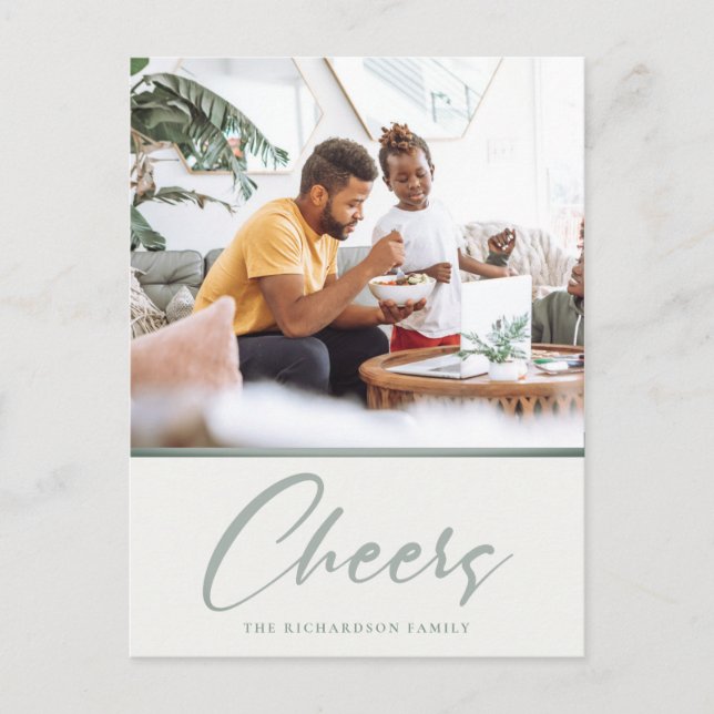 Simple Feliz Navidad Foto en Verde Grisáceo (Anverso)