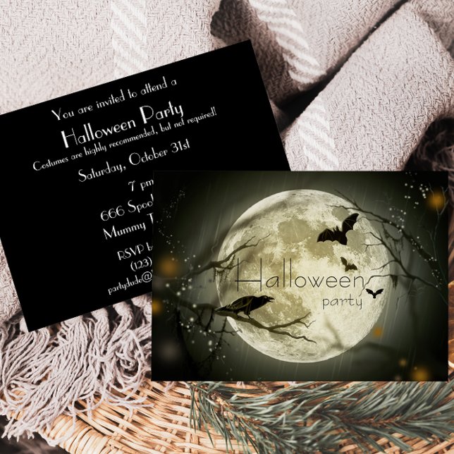 Simple fiesta de Halloween Moon Invitaciones para  (Subido por el creador)