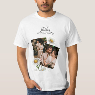 Simple floral feliz Boda aniversario camiseta