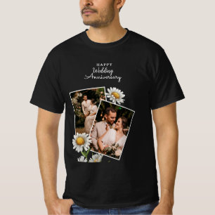 Simple floral feliz Boda aniversario camiseta