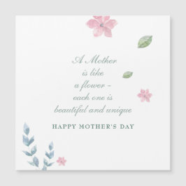 Simple Floral Feliz Día de la Madre imán de saludo