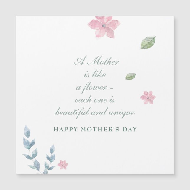 Simple Floral Feliz Día de la Madre imán de saludo (Anverso)