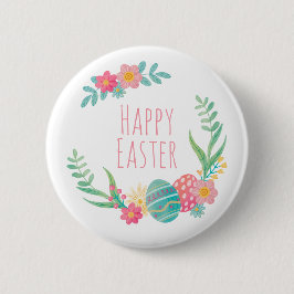 Simple Floral Feliz Pascua| Botón Pin