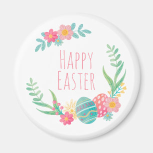 Simple Floral Feliz Pascua  Imán
