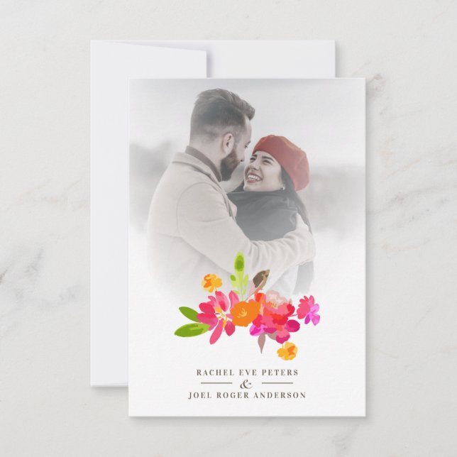 Simple Floral Garland Romantic Photo Wedding (Anverso)