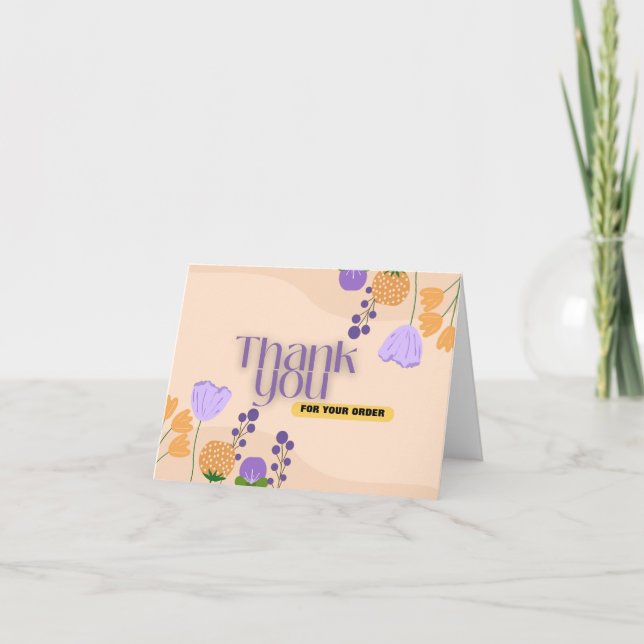 Simple Floral Gracias Por Su Tarjeta De Pedido (Anverso)