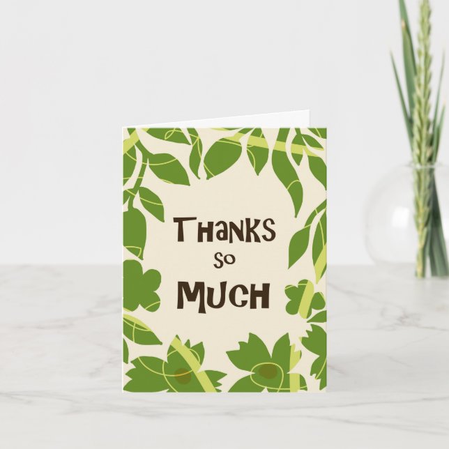 Simple Floral Green leaves Thank You Card (Anverso)