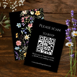Simple Floral Moderno Código QR y Boda RSVP