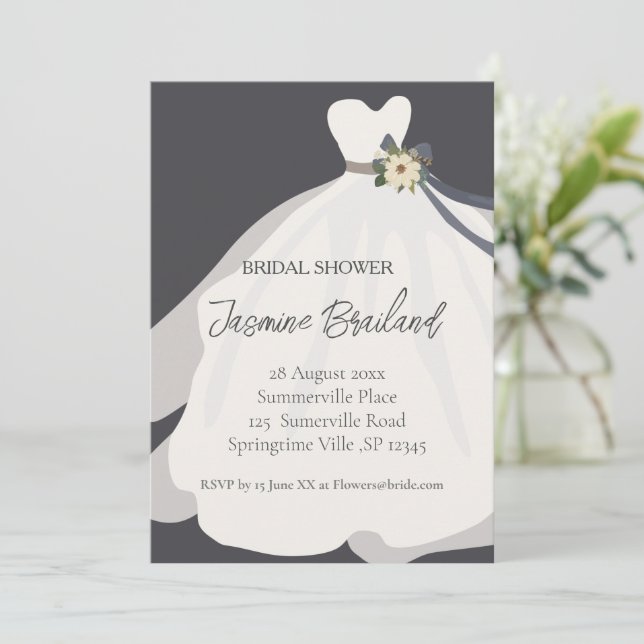 Simple Floral Novia Guata Bridal Ducha Invitación (Anverso de pie)