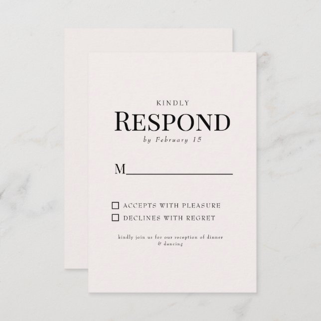 Simple Foliage Rubor Wedding RSVP (Anverso / Reverso)