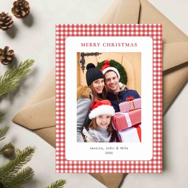Simple Foto de Navidad con Gingham Rojo (Subido por el creador)