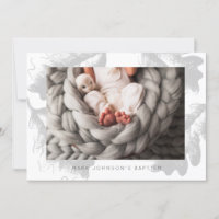 Simple foto Grey Foliage Baptism Party Invitación