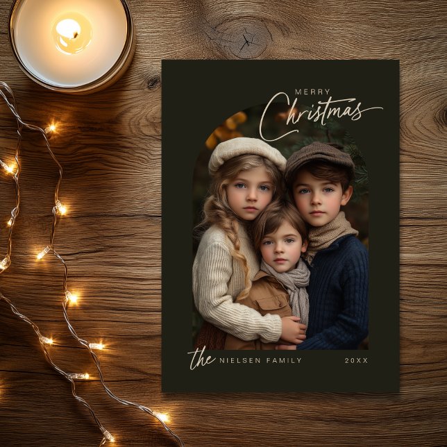 Simple foto verde de navidad de merry (Shown on a 5" x 7" card)