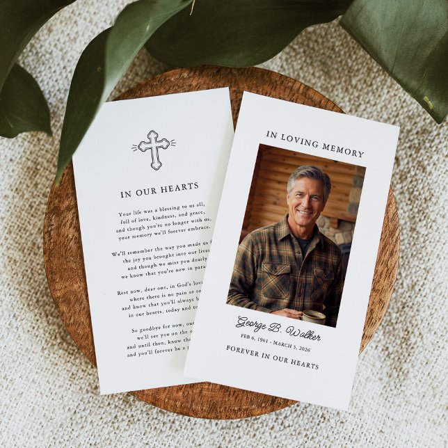 Simple Funeral Memorial Prayer Photo Card (Subido por el creador)