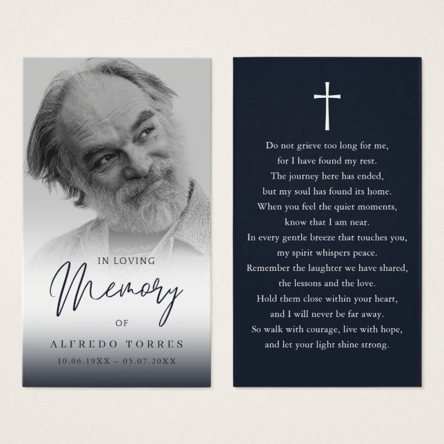 Simple Funeral Sympathy Photo Memorial Prayer Card (Anverso y reverso)