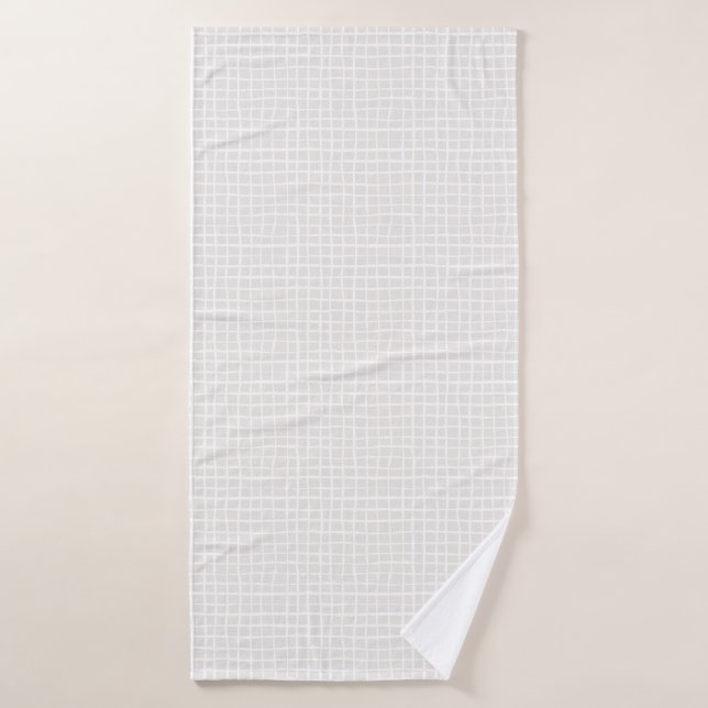 Simple geometric Grid beige white neutral check (Toalla de baño)