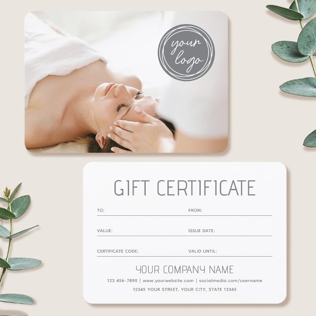 Simple Gift Certificate Custom Photo Logo Card (Subido por el creador)