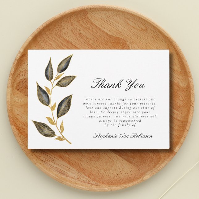 Simple Gold Black Floral Funeral Gracias Nota (Subido por el creador)