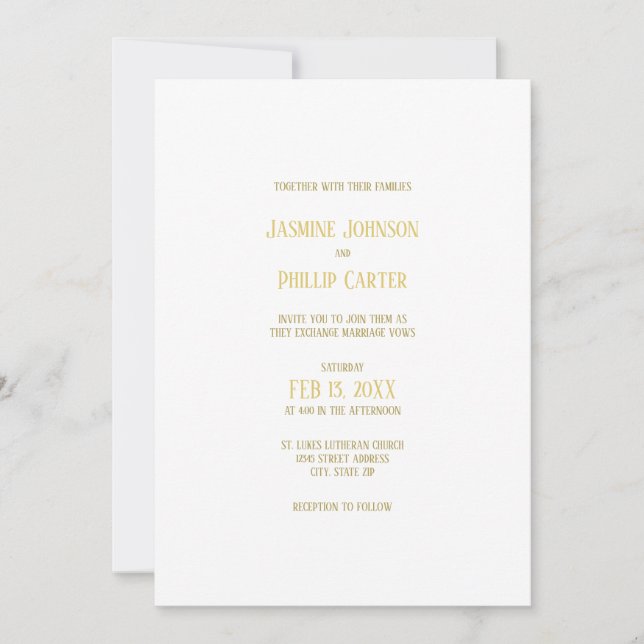Simple Gold - Invitación de Boda (Anverso)