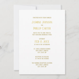 Simple Gold - Invitación de Boda/Recepción