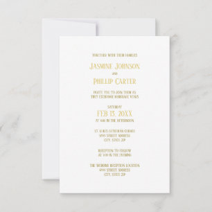 Simple Gold - Invitación de boda/recepción 3x5