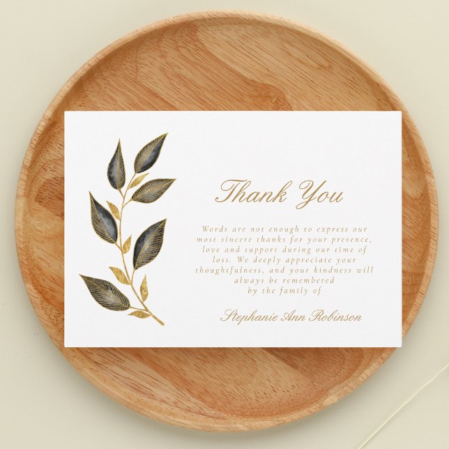 Simple Gold Script Funeral Floral Agradecimiento (Subido por el creador)