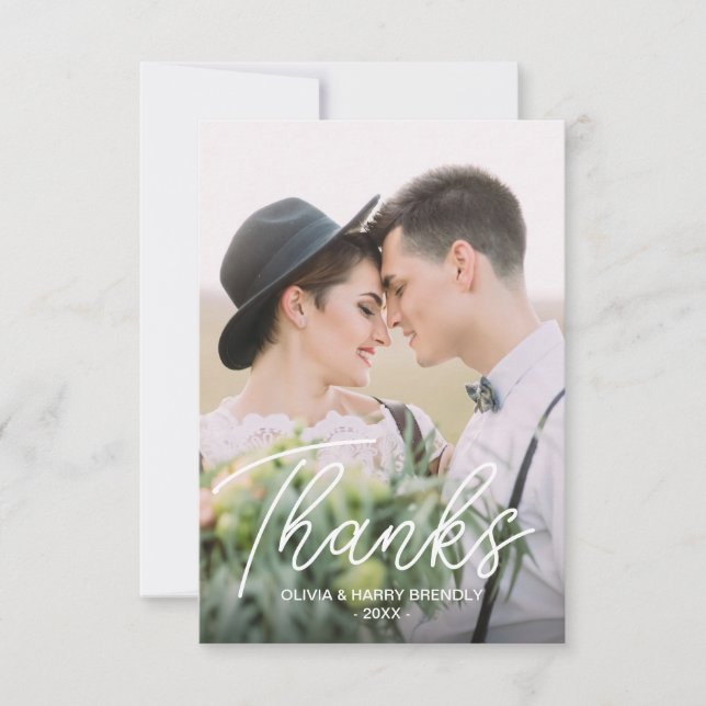 Simple Gracias 2 Tarjeta de agradecimiento al Boda (Anverso)