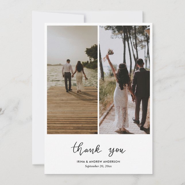 Simple Gracias Boda Script Dos Fotos (Anverso)