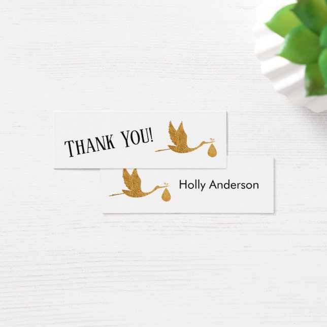 Simple Gracias Faux Gold Stork Insertar Tarjetas (Escritorio)