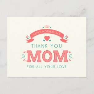 Simple Gracias Mamá Día de la Madre Tarjeta post
