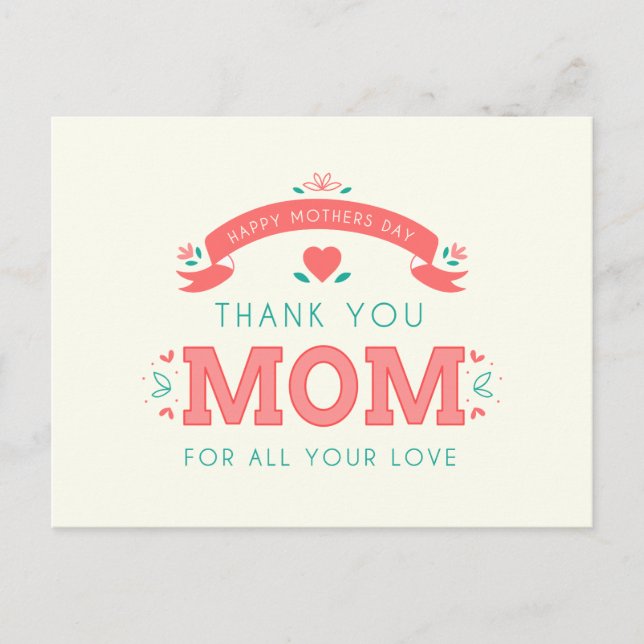 Simple Gracias Mamá Día de la Madre | Tarjeta post (Anverso)