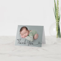 Simple Gracias Script Baby Photo Invitación