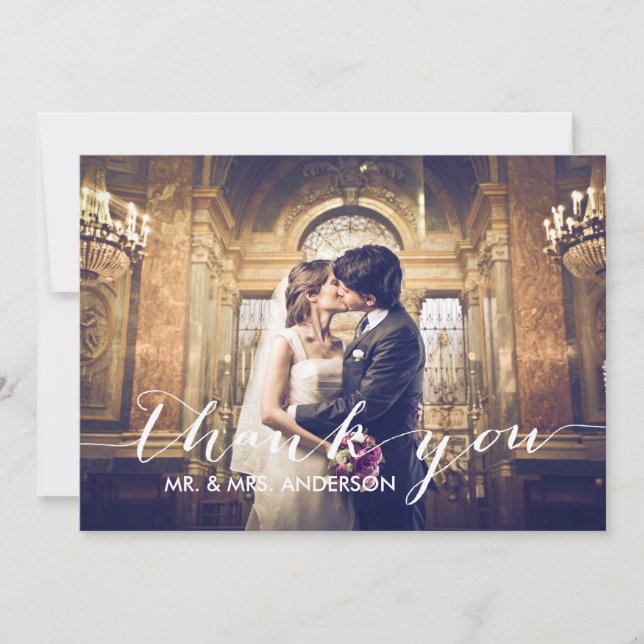 Simple gracias tarjeta de la foto de la boda (Anverso)