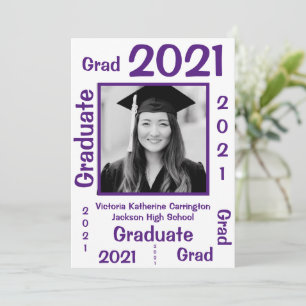 Simple GRAD Photo Name Purple Graduation Anuncio