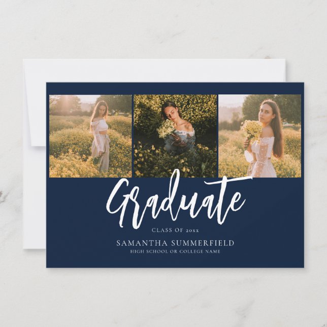 Simple Graduación 2025 Script Photos Invitación (Anverso)