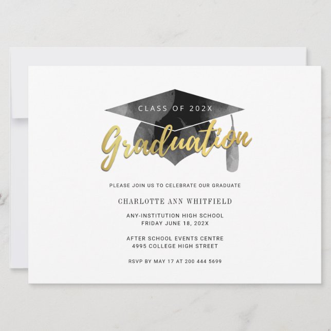 Simple Graduación Moderna Invitación de fiesta 202 (Anverso)
