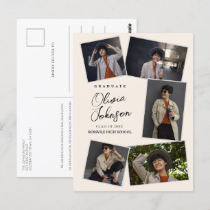 Simple Graduado Mínimo Beige 6 Invitación fotográf
