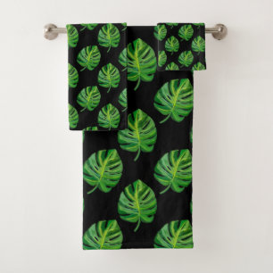 Simple Green Patrón de Hoja de Monstera en Negro
