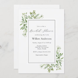 Simple Greenery Bridal Shower Invitación